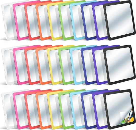 30 Pcs Small Mirrors for Craft 6 x 6 Mirror for Kid,Rich Colors | Shatterproof Mirrors in Bulk for Kids for Baby School Classroom Craft Chick Bird Brooders Grow out Pens