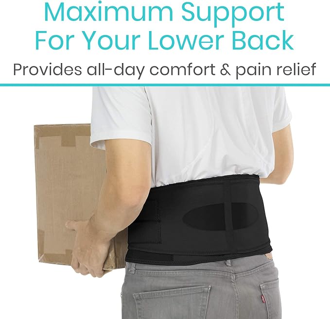 Vive Lower Back Support Brace for Men & Women - Dual Adjustable Lumbar Belt for Heavy Lifting, Herniated Disc, Sciatica, Scoliosis, & Thoracic Pain Relief - Compression Posture Device for Work or Home | For Heavy Lifting, Herniated Disc, Sciatica, Scol...