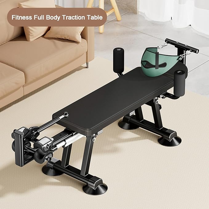 Fitness Full Body Traction Table, Massage Cervical Traction Bench & Lumbar Traction Bed, Home Stretch Decompression Machine for Tension Relief, Lumbar Stretching