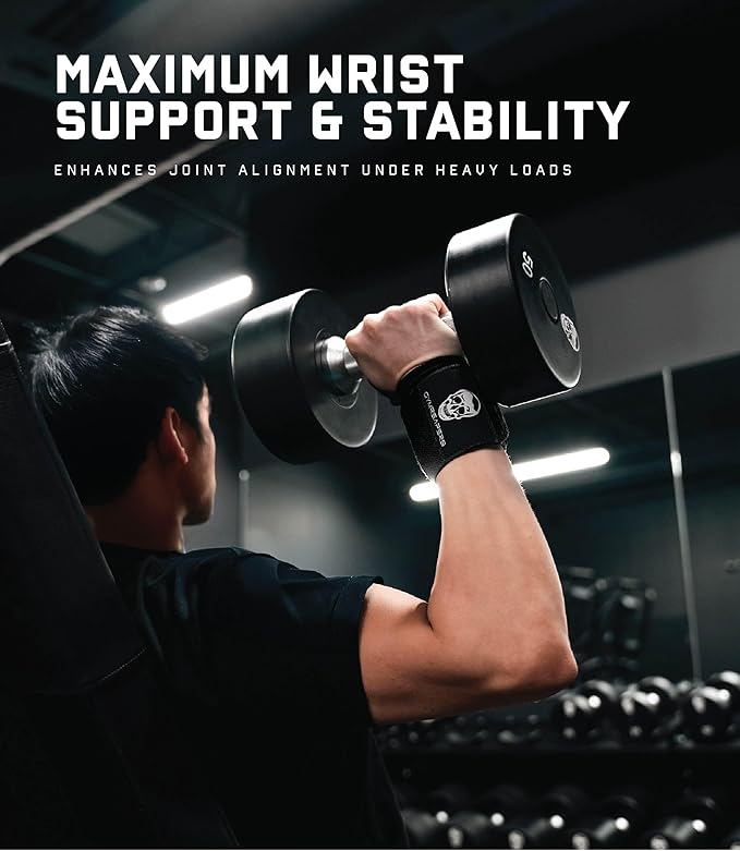 Gymreapers Weightlifting Wrist Wraps (IPF Approved) Professional Quality Wrist Support with Heavy Duty Thumb Loop - Best Wrap for Powerlifting Competition, Strength Training, Bodybuilding