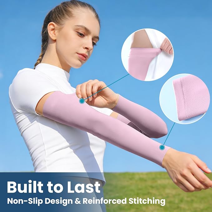 Mochabao 8 Pairs Soft Arm Sleeves, UV Sun Protection Cooling Compression Arm Covers for Outdoor Work, Sports, Men & Women