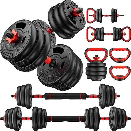 Adjustable Dumbbell Set,22/33/45/70/90lb Free Weight Set with Connector,5-in-1 Dumbbell Set for Barbells,Kettlebells,Push up Stand,Weight Plate,Fitness Exercises for Home Gym Suitable Men/Women