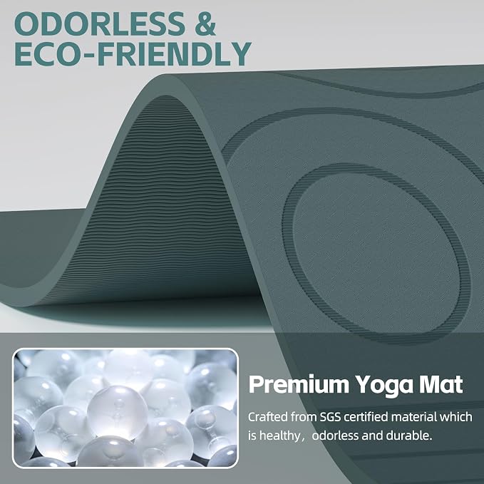 PAIDU Large Yoga Mat, 72"x36"x2/5" POE Non-Slip Exercise Mat | 10MM Thick, POE, non‑slip, ideal for home gym, yoga, pilates, fitness & floor use