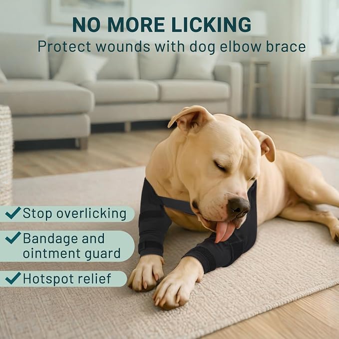 Dog Elbow Protector Brace, Dog Leg Sleeves Anti-Licking for Hygroma, Calluses & Arthritis Relief–Adjustable Dogs Elbows Pads & Shoulder Brace for Elbow Dysplasia and Injury Recovery,Both Leg L