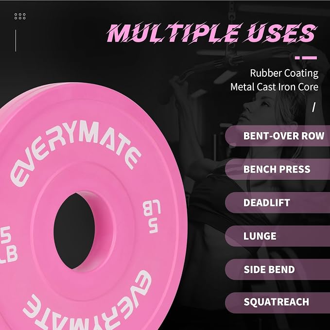 EVERYMATE Change Weight Plates 1.25LB 2.5LB 5LB Set Fractional Olympic Bumper Plates for Cross Training Steel Insert Strength Training