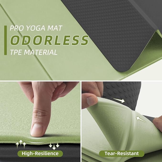 ILILI Foldable Yoga Mat 10mm, Extra Thick, Extra Long, 75x26x0.4 Inch, TPE | Non-Slip Grip, Easy Carry&Storage, Comfort Cushion, SGS Safe, Suitable for Yoga, Pilates, Home Exercise&Outdoor Travel