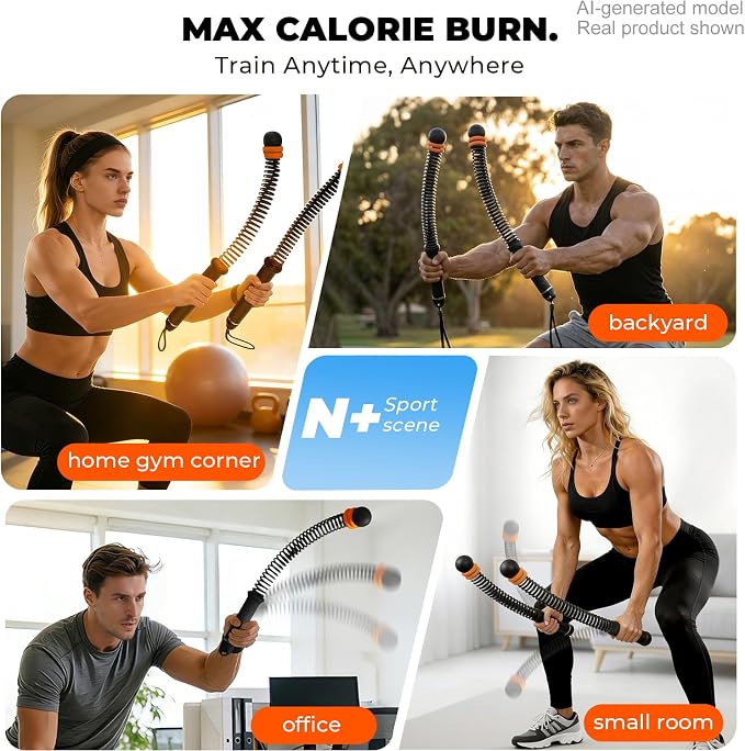 Upgraded Ropeless Battle Ropes, Weighted Cordless Workout Equipment for Home Gym, Portable Full Body HIIT Cardio & Arm Strength Training, Low-Impact Fitness Exercise Heavy Gear for Men & Women
