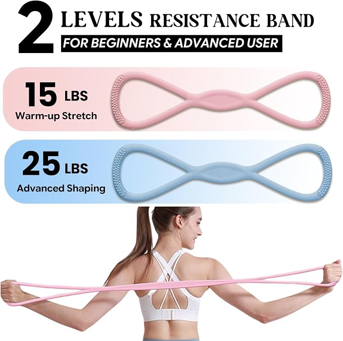 Figure 8 Resistance Band, Figure 8 Resistance Bands for Women Men,Resistance Band Figure for Working Out, Non-Slip Handles, Home Gym, Yoga & Physical Therapy