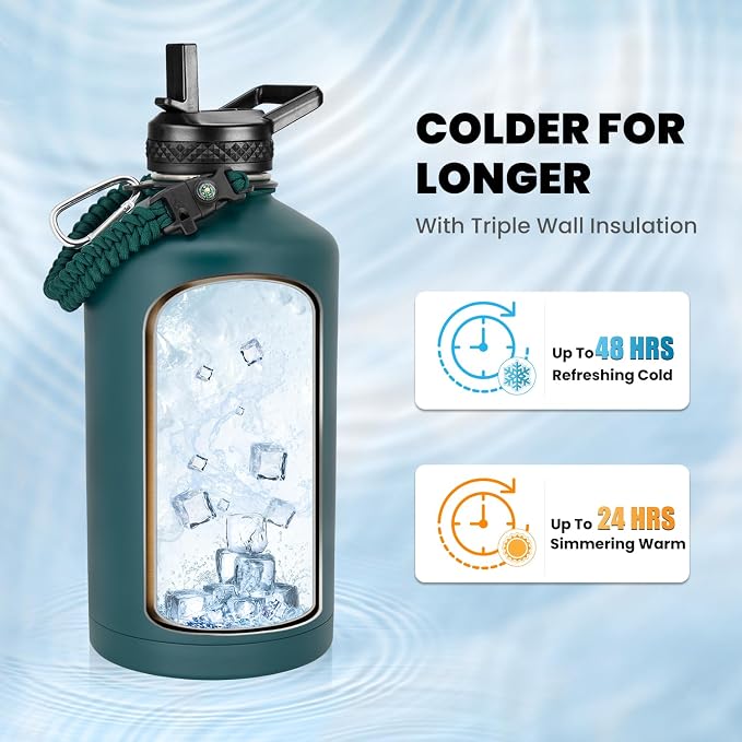 RAYMYLO One Gallon Water Bottle Insulated, Triple Walled Vacuum Stainless Steel