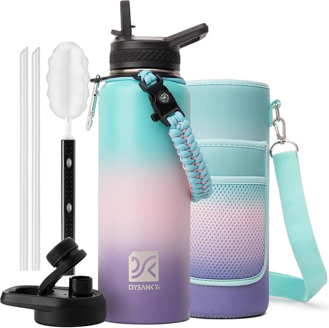 DYSANKY Insulated Water Bottle with Portable Carrier Bag for Outdoor 40 oz