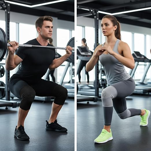 2 Pairs Bamboo Charcoal Compression Knee Sleeve (Gray+Black) (Large) | Bamboo charcoal polyester, Seamless design , Elastic support stabilizes joints. Relieves arthritis and knee pain