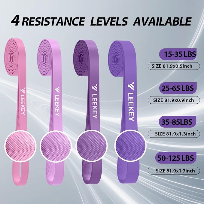 LEEKEY Pull Up Assistance Bands,Muit Levels Resistance Bands for Senior/Adults,Exercise Bands with Door Anchor, Strength Bands for Fitness Training, Physical Therapy,Home Gym Workouts