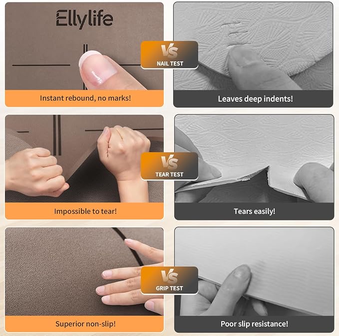 Yoga Mat - Non Slip Natural Rubber Yoga Mat, Alignment Lines, Ultimate Grip | Anti-Tear, Durable & Thick 5mm, Skin-Friendly with Free Carry Strap, Bag, for Yoga, Pilates Fitness and Floor Exercises