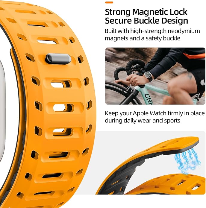 X-it Magnetic Watch Band for Apple Watch Ultra 49mm, 46mm/45mm/44mm, Silicone Sport Strap with Strong Magnet for Men and Women, Compatible with Apple Watch Series 11/10/9/8/7/6/5/4/3/2/1 and SE
