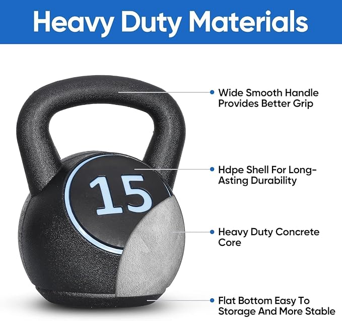 ZENY Kettlebell Sets, 4-Piece Kettlebells 5lb, 10lb, 15lb, 20 lb | Wide Handles, Strength Strainging, Home Gym, Full Body Workout Equipment