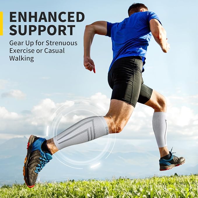 CAMBIVO Calf Compression Sleeve for Men Women Footless | Graduated Compression, Shin Splint Relief, Moisture Wicking, Running Standing Travel, 4D Knit Anti-Slip, Varicose Veins