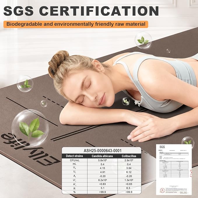 Yoga Mat - Non Slip Natural Rubber Yoga Mat, Alignment Lines, Ultimate Grip | Anti-Tear, Durable & Thick 5mm, Skin-Friendly with Free Carry Strap, Bag, for Yoga, Pilates Fitness and Floor Exercises