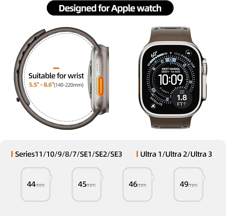 X-it Magnetic Watch Band for Apple Watch Ultra 49mm, 46mm/45mm/44mm, Silicone Sport Strap with Strong Magnet for Men and Women, Compatible with Apple Watch Series 11/10/9/8/7/6/5/4/3/2/1 and SE