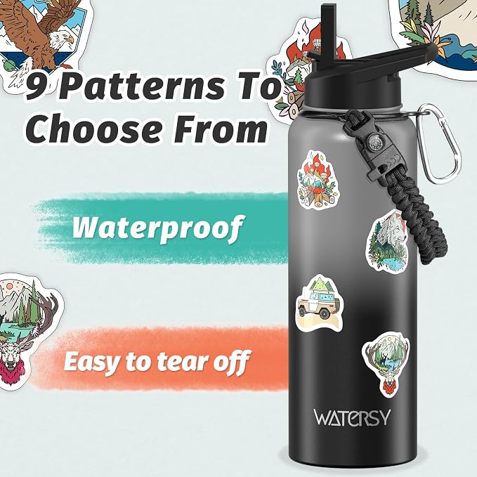 40oz Insulated Water Bottle (Cold for 48 Hrs),BPA Free&Leak Proof,Stainless Steel Water Flask,Water Jug with Straw Spout Lids for Gym,Hiking,Travel,Grey Black