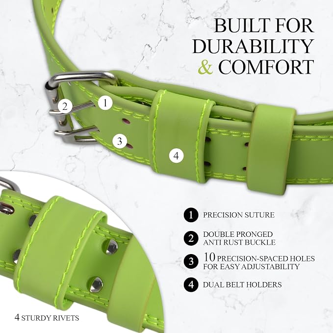 Leather Weightlifting Belt, 10 Adjustable Holes, 4”Width, Double Prong Power Belt for Gym Bodybuilding, weightlifting, powerlifting, squats and deadlifts