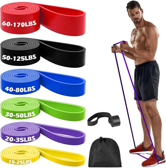 Zacro Resistance Bands Set with Door Anchor, Heavy Duty Pull Up Exercise Bands for Working Out, Muscle Power Strength Training, Physical Therapy, Home Fitness Gym Equipment for Men & Women