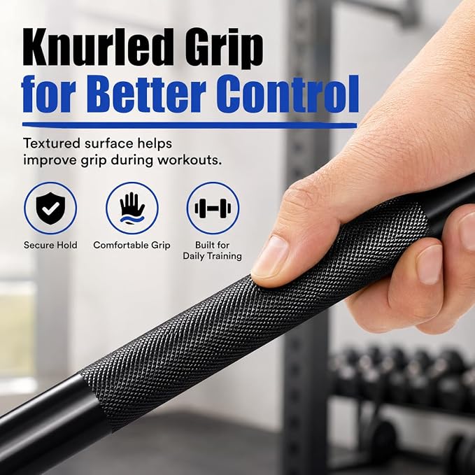 5 lb Kids Barbell, 48-Inch Technique Bar for 2-Inch Olympic Plates | Lightweight bar with knurled grip and 50 lb capacity for youth, teens, women and beginner training