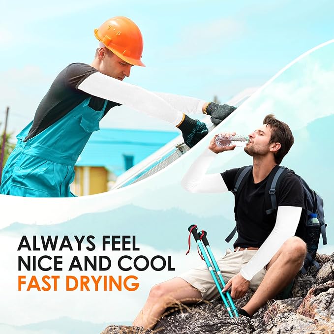 RHsia 4 Pairs UV Sun Protection Arm Sleeves for Men Women, Compression Cooling Sun Sleeves - Sports - Workouts - Tattoo Cover