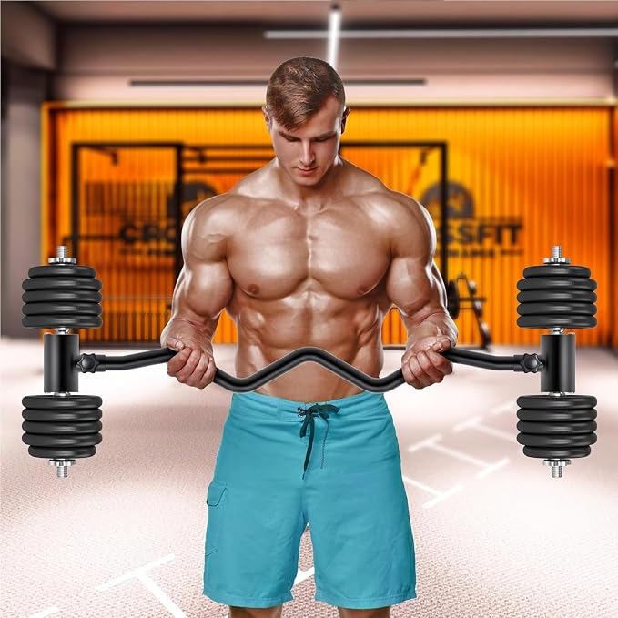 Kipika Adjustable Dumbbell to Barbell Converter - EZ Curling Bar Adapter - Versatile Weightlifting Equipment for Home Gym