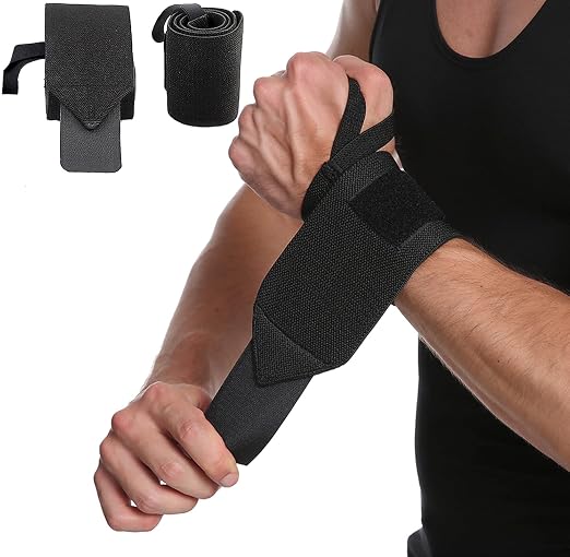 SUJAYU Wrist Wraps, 2 Pack Wrist Brace Wrist Straps for Weightlifting, Wrist Straps Lifting Straps Wrist Weights Carpal Tunnel Wrist Brace, Wrist Brace for Working Out Gym Accessories for Men (Black)