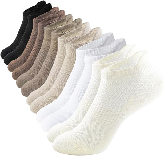 ACCFOD Womens Ankle Socks Athletic Running Low Cut Socks With Tab 6 Pairs