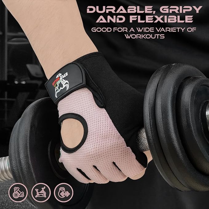 BEAST RAGE Fingerless Weight Lifting Gloves with Palm Protection Padding, Breathable Lightweight Gym Gloves for Men, Women, Weightlifting, Cycling, Exercise, Training Pull Up
