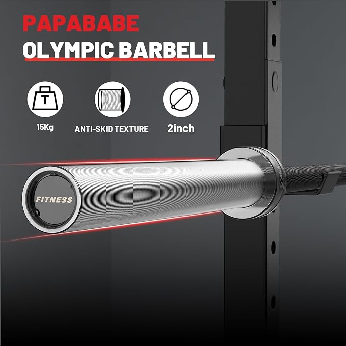PAPABABE 4ft/5ft/6ft/6.5ft Barbell 2" Short Barbell for Strength Training | 4ft/5ft/6ft/6.5ft Straight Barbell, Womens Olympic Bar with Moderate Knurling for Squats Curls Deadlifts, Weightlifting