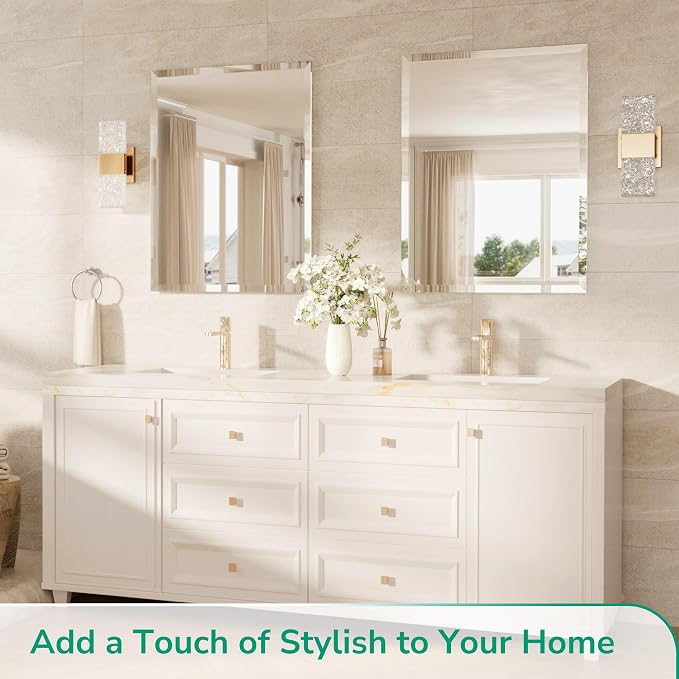 55x36 Rectangle Bathroom Vanity Mirror Beveled, Tempered Frameless Wall Mirror with 1" Beveled Edge, Shatterproof Farmhouse Mirror Wall Mounted for Living Room, Entryway, Restroom