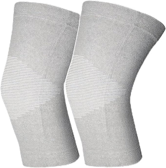 Bamboo Knee Sleeves for Women Knee Pain, One Pair Bamboo Knee Compression Sleeve (1 Pair- Gray, Large)