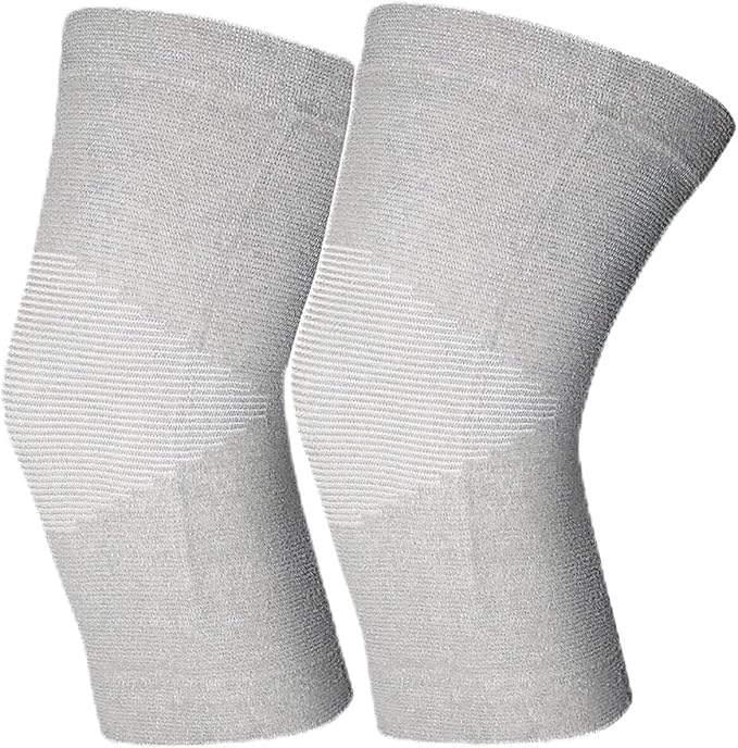 Bamboo Knee Sleeves for Women Knee Pain, One Pair Bamboo Knee Compression Sleeve (1 Pair- Gray, Medium)