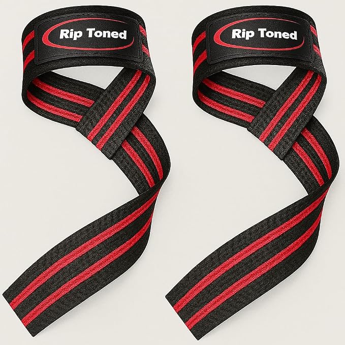 Rip Toned Lasso Lifting Straps for Weightlifting, 23¼" Padded | 1 Pair, cotton, non-latex neoprene. No break-in. Quick release. Deadlifts, rows, shrugs, pull-ups. Machine washable.