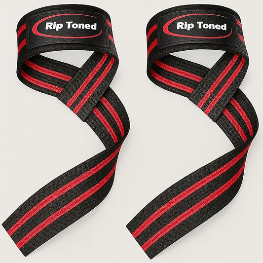 Rip Toned Lasso Lifting Straps for Weightlifting, 23¼" Padded | 1 Pair, cotton, non-latex neoprene. No break-in. Quick release. Deadlifts, rows, shrugs, pull-ups. Machine washable.