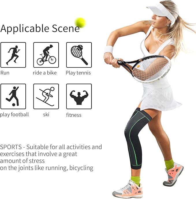 SKDK Full Leg Sleeves Long Compression Leg Sleeve Knee Sleeves Protect Leg, for Man Women Basketball, Arthritis Cycling Sport