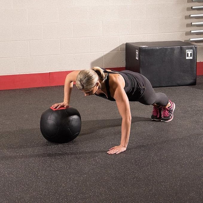 Body-Solid Tools (BSTSMB) Soft Shell Medicine Ball – Non Bouncing Wall Balls for Strength Training, Weight Loss Workout, Core Exercise and Home Gym Fitness, Black, 6-30lbs Weight