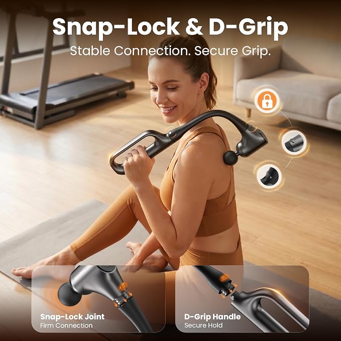 BOB AND BRAD L9 Massage Gun with Detachable Extension Handle for Back | 2-in-1 Long Handle Back Massager with D-Grip, Percussion Massager for Back, Shoulder & Legs, Home Office, FSA-HSA Eligible