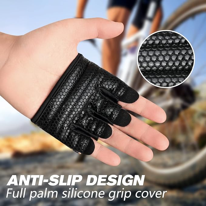 Minimal Workout Gloves for Women Men, Micro Fingerless Gym Gloves Grip Pads | Work Out Gloves for Kettlebells, Weight Lifting, Exercise, Pull Up, ,Cross Training, Silicone Grip Lifting Half Finger Gloves
