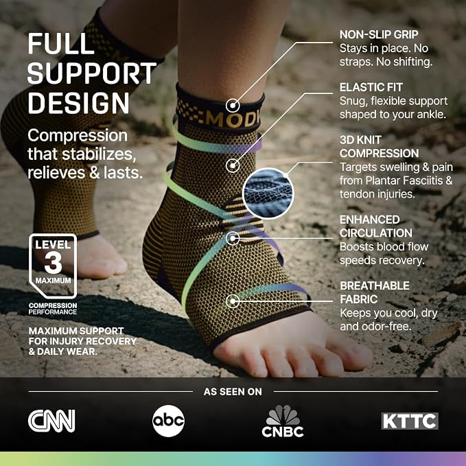 Modvel Foot & Ankle Brace Socks for Sprained Ankle Compression Sleeve - Foot Support for Women & Men - Tendonitis & Arthritis Ankle Brace Sports Running, Torn Ligaments & Women Stabilizing Ankle Wrap