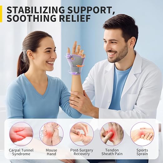 CAMBIVO Thumb Splint & Wrist Brace, Adjustable CMC Joint Pain Relief, Pink | Triple Adjustable Straps, Breathable Mesh, Open-Palm Design, Reversible Left/Right Fit, for Typing, Sleep, Daily Tasks