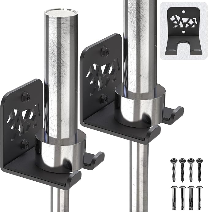 Kipika Versatile Wall Mounted Barbell Holder with Hooks Storage Rack for Barbell Bars Holds Under 33mm Bar Size and Fitness Accessories Space-Efficient Gym Organization for Home & Commercial Use
