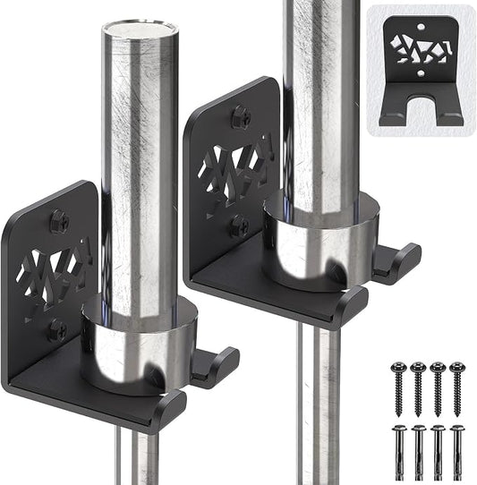 Kipika Versatile Wall Mounted Barbell Holder with Hooks Storage Rack for Barbell Bars Holds Under 33mm Bar Size and Fitness Accessories Space-Efficient Gym Organization for Home & Commercial Use