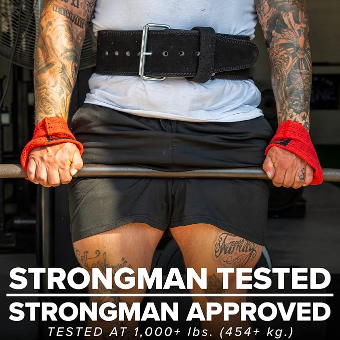 SERIOUS STEEL FITNESS Red Figure 8 Lifting Straps | Deadlift & Strongman Axle Straps - 3 Sizes