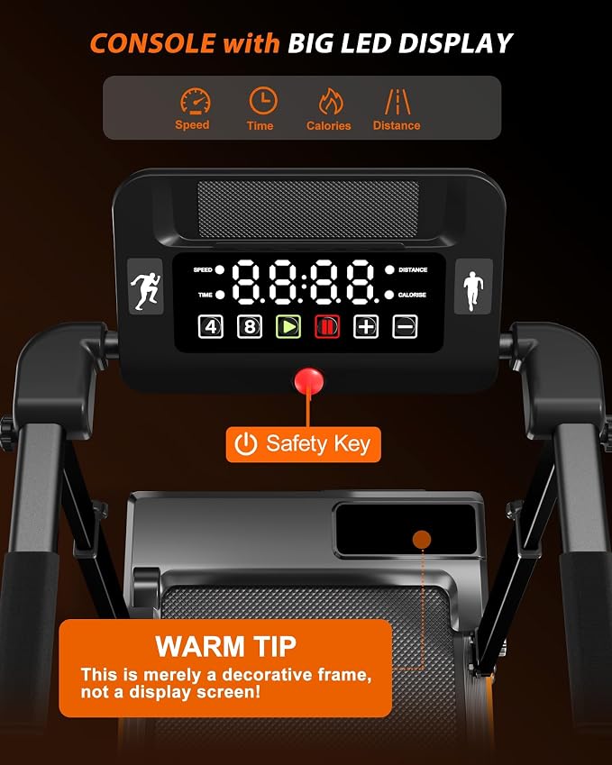 12% Incline Multifunctional Walking Pad with Height-Adjustable Handle Bar and Built-in Removable Desk, 8.0MPH/3.5HP Small Treadmill, 350LBS Weight Capacity Compact Treadmills (Black Orange)