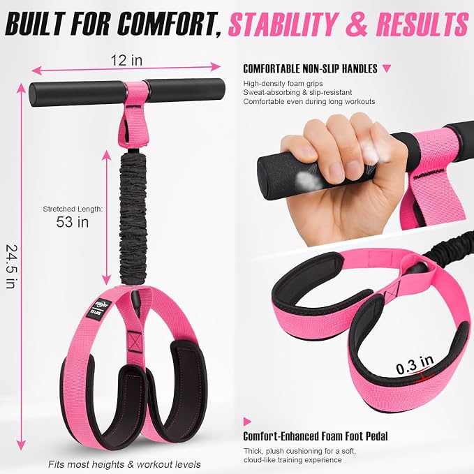 Upgraded Durable Pedal Resistance Band with Handle and Figure 8 Resistance Band Set, Stretch Bands for Exercise, Full Body Workout Equipment for Core Abs Waist Arms Back Stretching Training