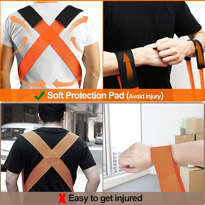 Moving Straps Adjustable, Furniture Moving Lifting Straps for 2 Movers，Shoulder Lifting System for Move Furniture, Appliances, Mattresses, Heavy Objects up to 800 lbs