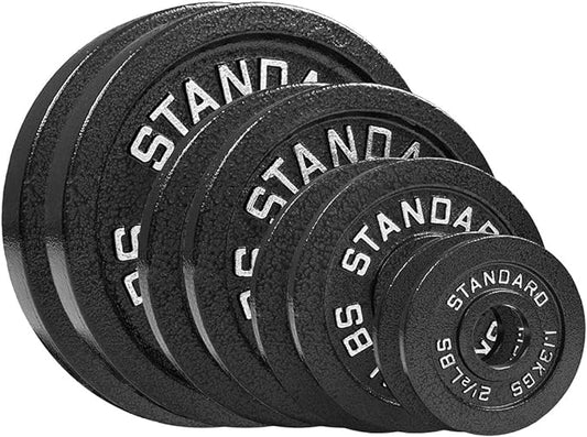Steel Weight Plates 85LB Set - Olympic 2 inch Center Premium Coating 2x 25lb, 10lb, 5lb, and 2.5lb for Olympic Weight Lifting Barbells